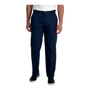 Haggar classic fit premium no iron Khaki stretch fabric hidden expandable waist